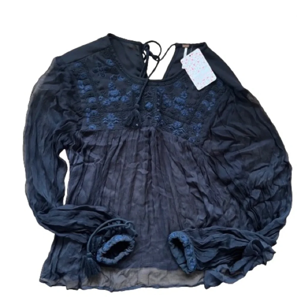 NWT Free People Retro Sheer Blouse - Picture 3 of 8